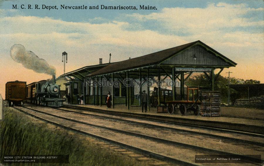 Postcard: Maine Central Railroad Depot, Newcastle and Damariscotta, Maine